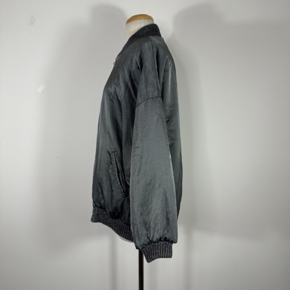 Vintage Esprit 1986 Gray Pink Lined Silky Nylon Bomber Jacket Size M Hong Kong - Picture 2 of 16